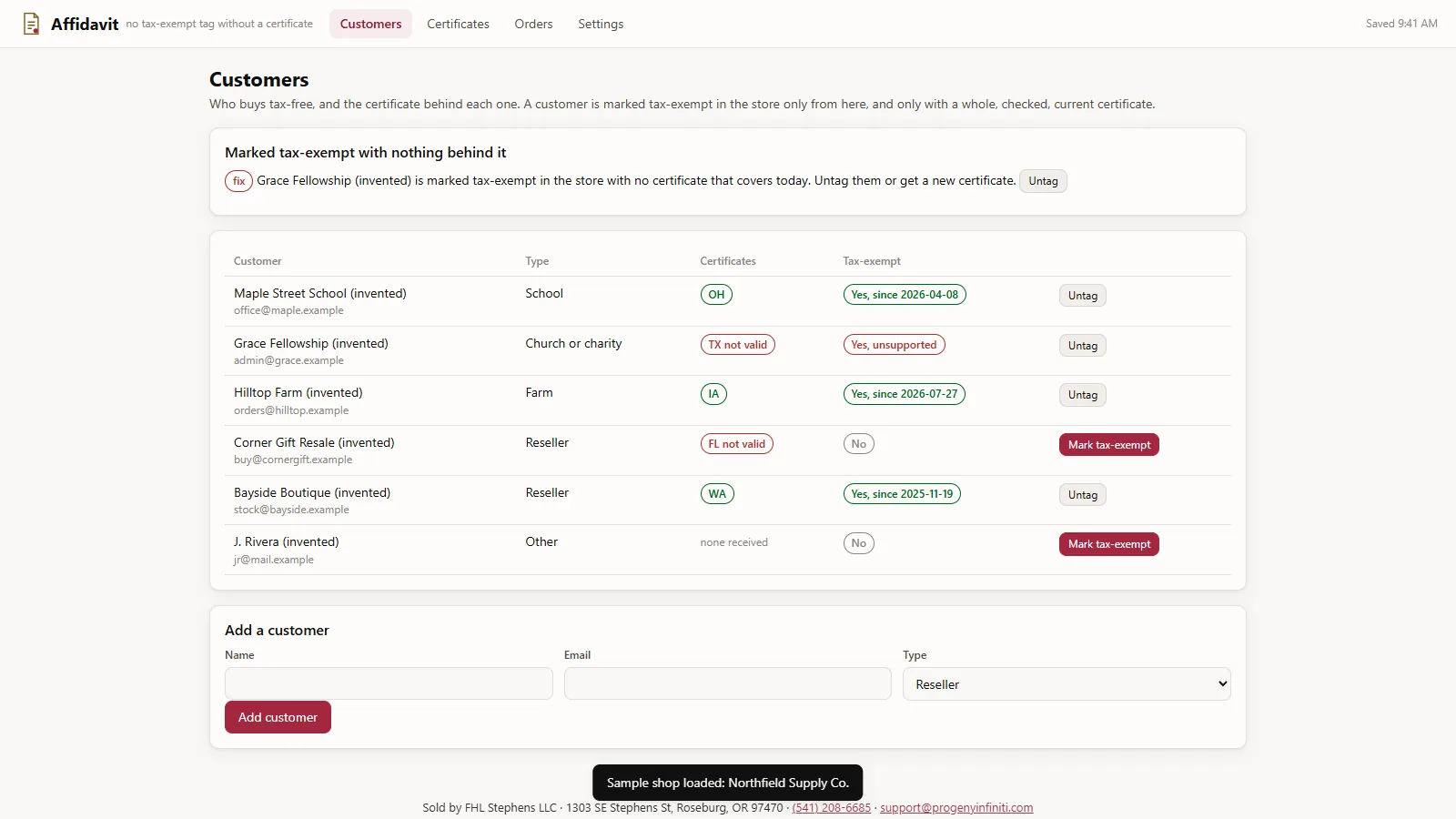 Affidavit - its main screen