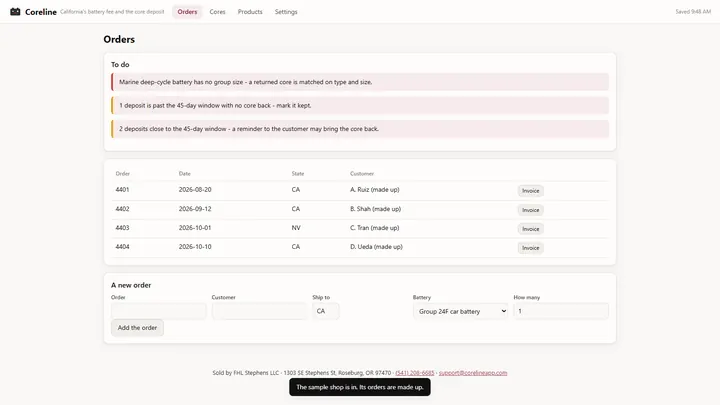Coreline - its main screen