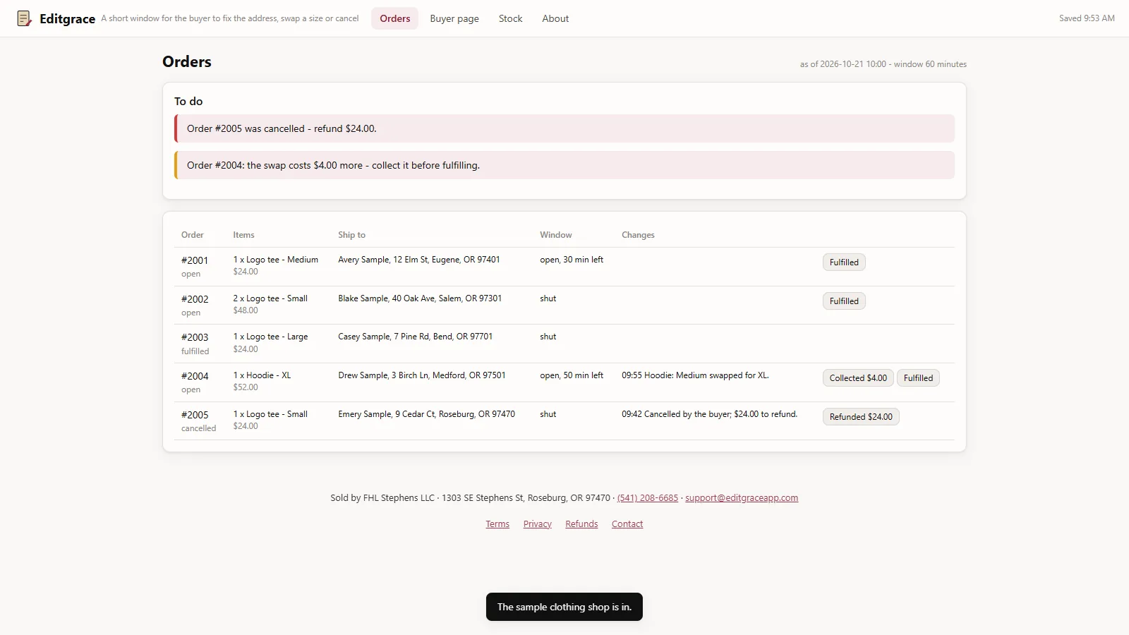 Editgrace - its main screen