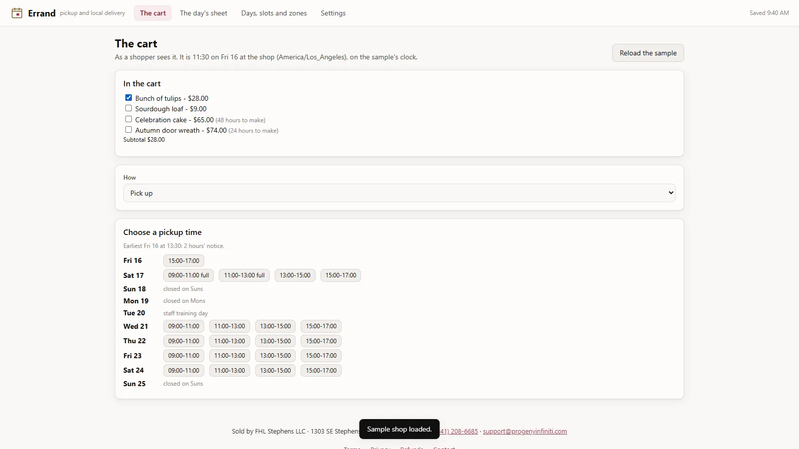 Errand - its main screen