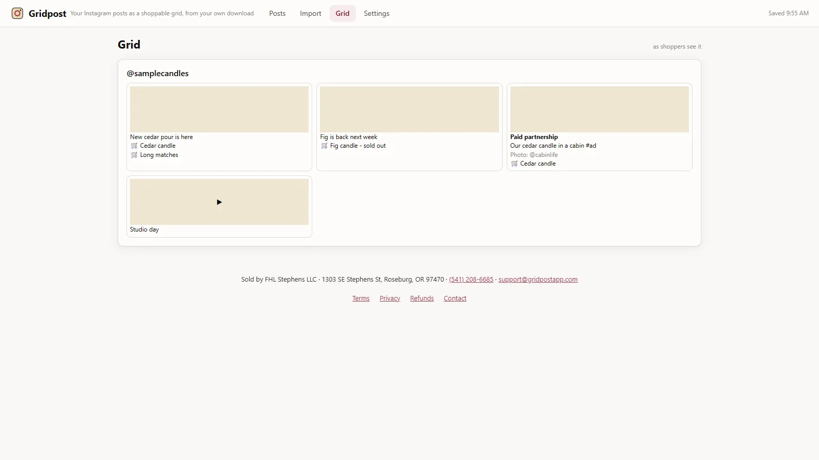 Gridpost - screen 3
