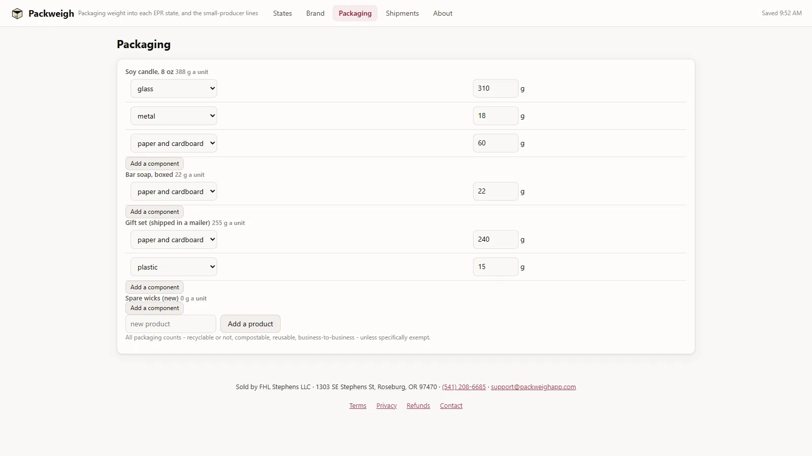 Packweigh - screen 3