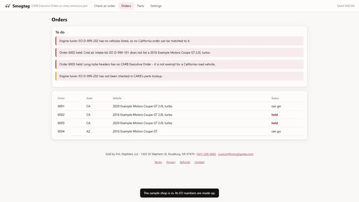 Smogtag - its main screen