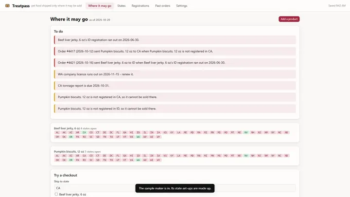 Treatpass - its main screen