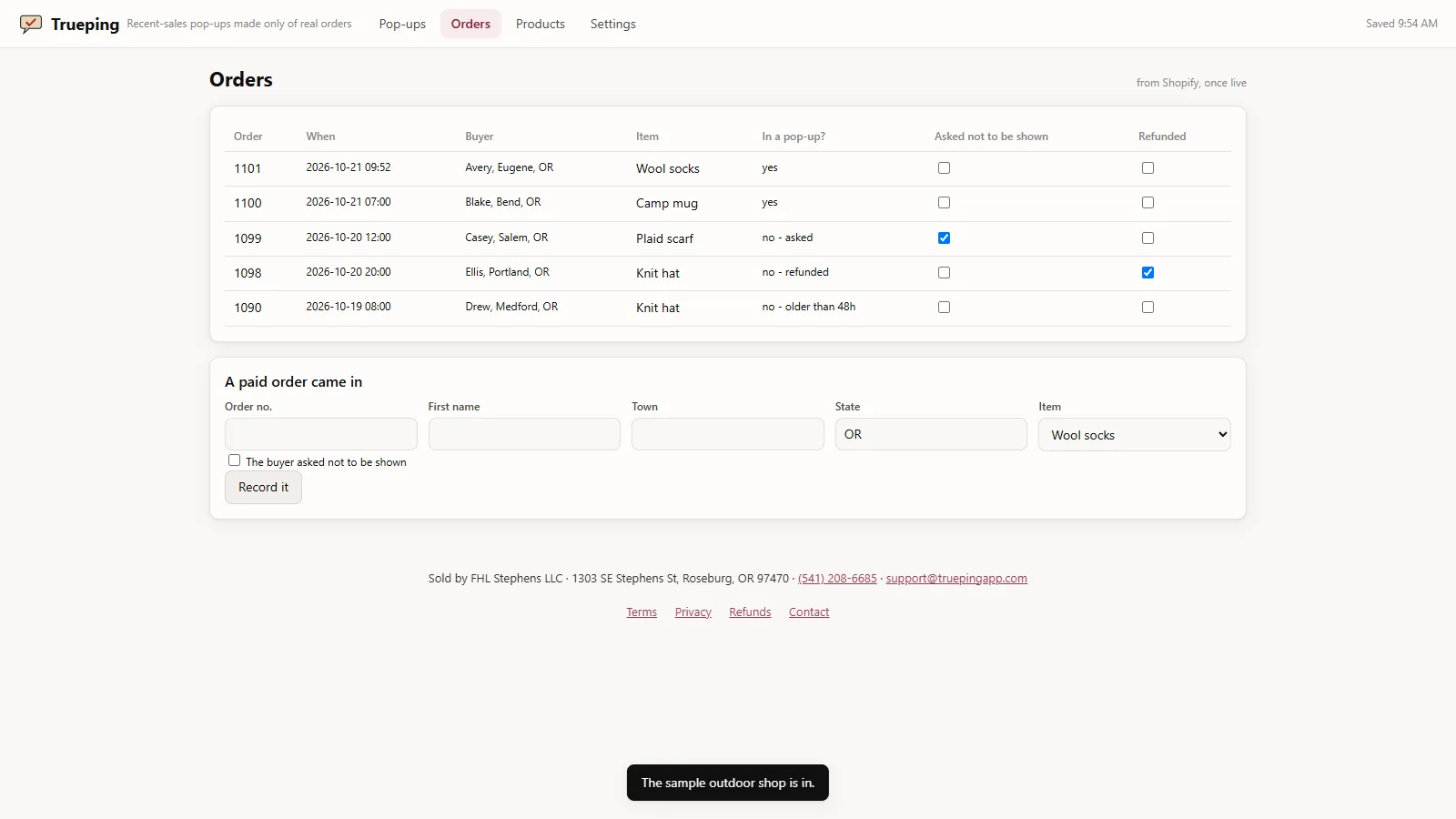 Trueping - screen 2