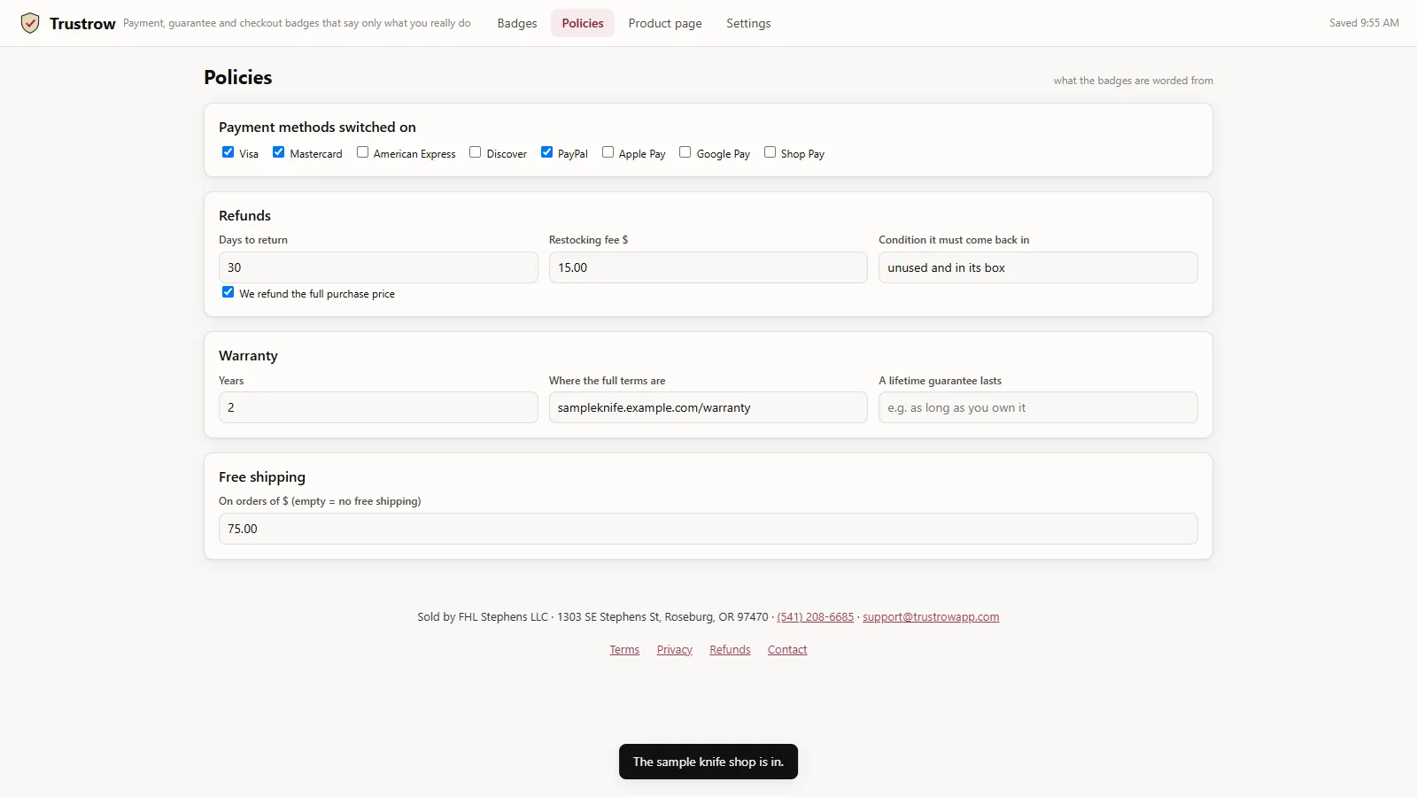 Trustrow - screen 2