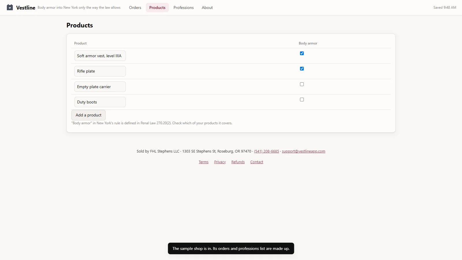 Vestline - screen 2