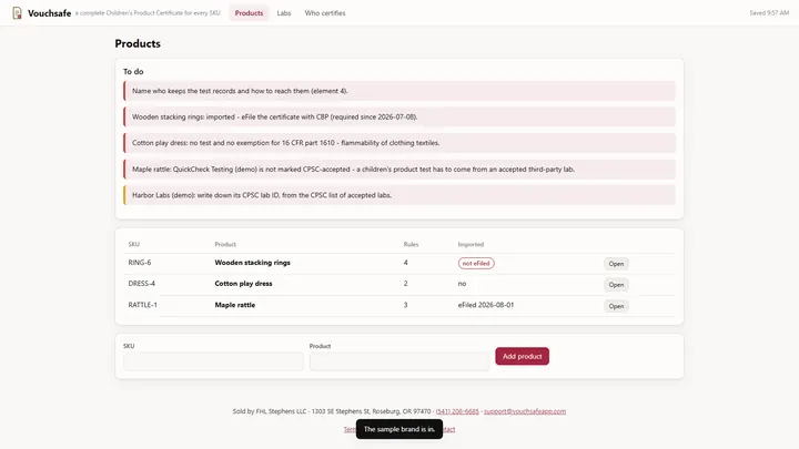 Vouchsafe - its main screen
